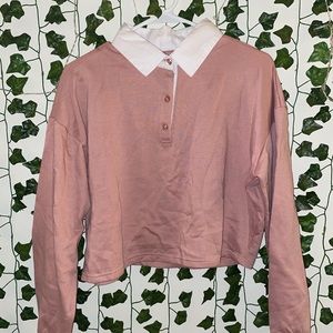 Pink Long Sleeve With White Collar